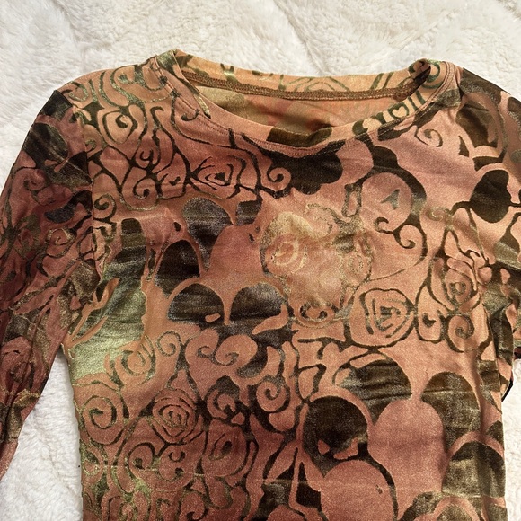 Vintage fitted velvet pattern long sleeve - Picture 2 of 2